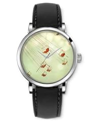 SPRAWL Aanalog Fashion Series Silver Ladies Watches of Genuine Black Leather Strap,Unique Wrist Watch for Women Girls Designed with Chairs in the Air