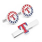 Texas Rangers Cufflinks and Tie Bar Gift Set - CLI-PD-TXR-CT