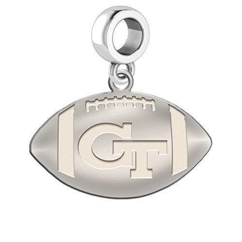 Georgia Tech Yellow Jackets Sterling Silver Football Cut Out Drop Charm Fits All European Style Charm Bracelets