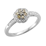 14k Two Tone Gold White and Chocolate Brown Diamond Ring / Band, Size 7 - 0.28 carat