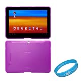 Purple Flexi TPU Silicone Skin Cover with Side Grip for Samsung Galaxy Tab 10.1-inch Tablet fits all Model (16GB, 32GB) + SumacLife TM Wisdom Courage Wristband