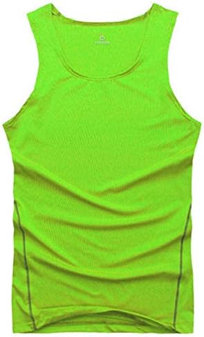 Urparcel Mens Tight Sports Training Gym Summer Vest Shirt Tops Fluorescent Green
