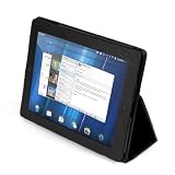 HP TouchPad Touchscreen Tablet Executive Series Custom Fit Folio Leather Case Cover with 3-in-1 Built-in Stand (Black)