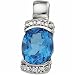 14K White Gold Oval Shape Blue Topaz Diamond Pendant