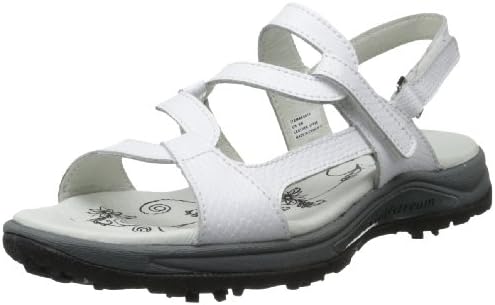 Golfstream Women's Golfstream Spiked Golf Sandal,White Faux Snake,6 M US