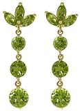 14k Solid Gold long dangle Earrings with Natural Peridots