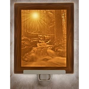 Mystical Falls - Flat Lithophane Porcelain Night Light by Porcelain Garden