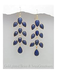 Lapis Lazuli Earrings In Brass