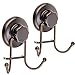 HASKO accessories - Powerful Vacuum Suction Cup Hooks Heavy Duty Organizer for Towel, Bathrobe and Loofah - Shower Hooks for Bathroom & Kitchen - Adhesive 3M Stick Discs, Bronze (2 Pack)