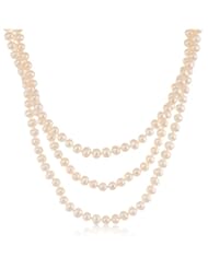 Sterling Silver 3-Strand White A Grade 5.5-6mm Freshwater Cultured Pearl Necklace, 17", 18" and 19"