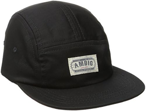 Ambig Men's Labeled 5 Panel Hat, Black, One Size