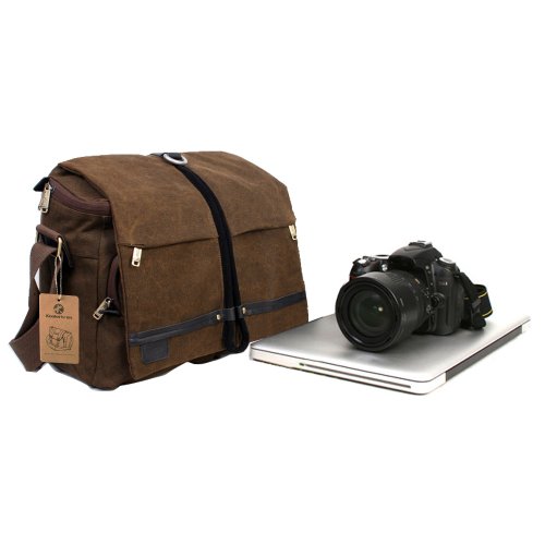 Koolertron Waterproof Canvas Shoulder Camera Bag Video Portable Carry Case DSLR Laptop Bag for Sony Canon Nikon Olympus Pentax 14