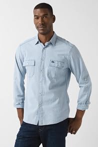 Chambray Roll Up Cuff Woven Shirt