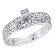 14K White Gold 3/8 ct. Diamond Bridal Engagement Set with Princess Cut Center Diamond