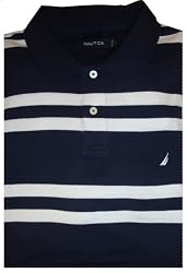 Men's Nautica Polo Shirt Short Sleeved Several Colors Available Navy/white Striped