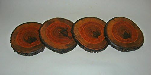 4 Large Natural Rustic Hand Crafted Drink Coasters - Red Oak