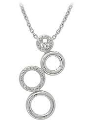 Sterling Silver & Diamond Four Circle Pendant with 18" Silver Cable Chain