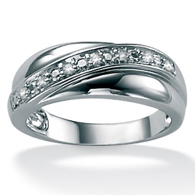 Men's Diamond Platinum Over Sterling Silver Band