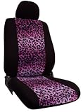CUSTOM Chevy Traverse Seat Covers - THIRD ROW FULL SET: 60/40 Split Back and Bottom w/ headrests (2009-2009) - Neo-Sport Leopard Pink Print - Made in the USA