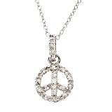 Sterling Silver Pave CZ Diamond Peace Sign Pendant