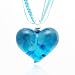Chuvora Hand Blown Venetian Murano Glass Pendant Necklace Blue Heart Shaped