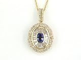 14K .50 CT Oval Tanzanite & Diamond Pendant