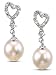CleverEve's Fresh Water Pearl Earrings on Silver and Cz and Heart Accents Sterling Silver