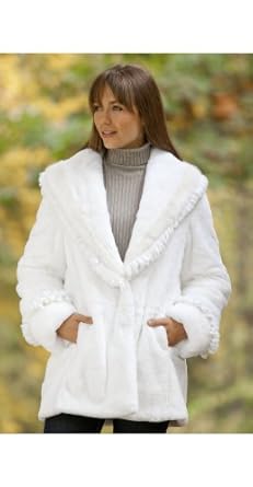 Women's Monique Rabbit Fur Coat with Mink Fur Trim