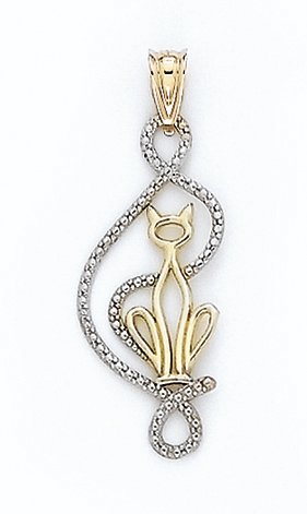 14K 2 TONE CAT OUTLINE PEND – GH17237