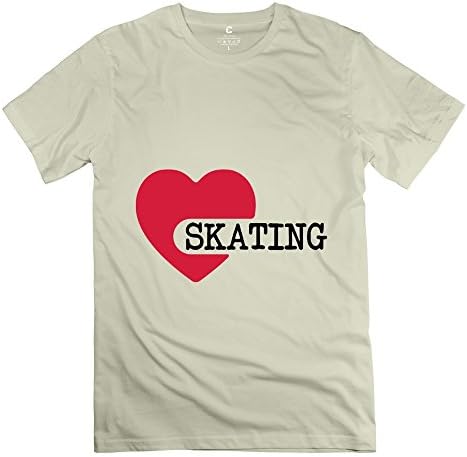 TASY 100% Cotton Men's Love Skating T-shirt - XL Natural