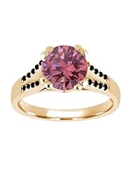 1.14 Ct Round Pink and Black Diamond 14K Yellow Gold Ring