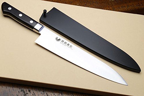 Yoshihiro Ginsan-ko High Carbon Stain Resistant Steel Western Style Gyuto Japanese Chef's Knife 8.5 In with Nuri Saya Cover