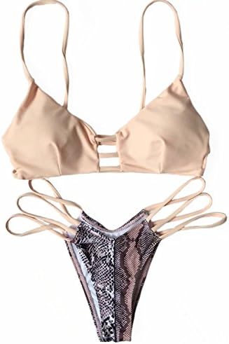 Newest Sexy Women Halter Push Up Bra Snake Print Bikini Set Swimsuit Swimwear Charming