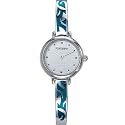 Fontenay - UR933IAB - Montre Femme Ronde - Quartz Analogique - Fond Argent - Bracelet Rigide M&eacute;tal M&eacute;tal Argent&eacute; et Email Bleue