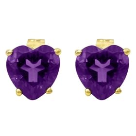 14k Yellow Gold Amethyst Heart Shaped Stud Earrings