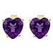 14k Yellow Gold Amethyst Heart Shaped Stud title=