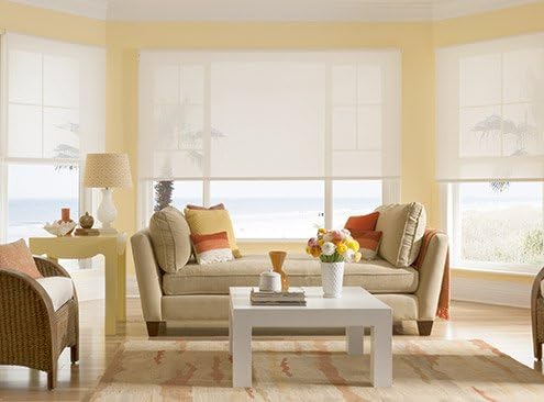 Shades 369 High Quality Custom Size Interior Roller Shades Inside Mount Window Width X Length (White/Beige 5% Openness, 33x72)