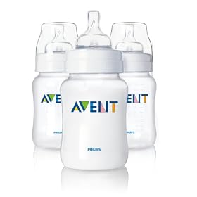 Philips AVENT SCF683/37 Classic Feeding Bottles (Slow Flow, 260 ml, 3-Pack)
