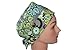 Surgical Scrub Hat Cap Lime Grey Teal Paisley Pixie