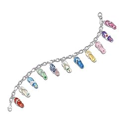 Sterling Silver-Plated Flip Flop Fun Charm Bracelet