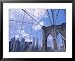 Brooklyn Bridge with World Trade Center Towers Framed Art Poster Print by Shmuel Thaler, 31x25