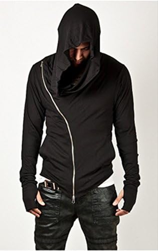 Transasia Men's Hipster Outerwear Long Sleeve Zip-Up Sweatshirt Hoodies (Large, Black)