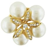 Rhinestone And Faux Pearl Flower Pin Brooch