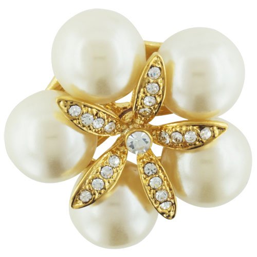 Childrens Toyshop  Jewelry : Rhinestone And Faux Pearl Flower Pin Brooch