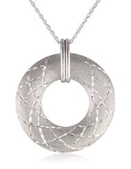 Sterling Silver Brushed Diamond-Cut Open Circle Pendant Necklace, 18"