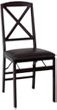 Cosco 2-Pack Wood Folding Chair with Vinyl Seat and X-Back, Espresso