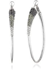 Jessica Simpson Silver and Smoke Crystal Hoop Earrings