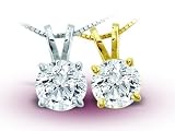 14K Yellow Gold Diamond Solitaire Pendant - IJ I2 - 0.12 Ct. to 0.87 Ct.