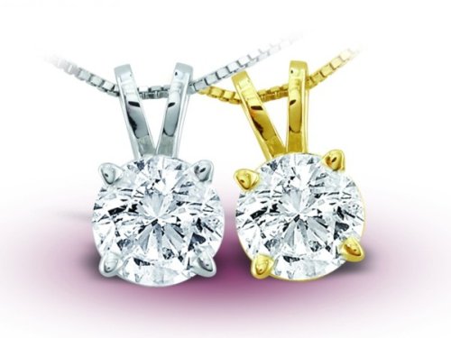 14K Yellow Gold Diamond Solitaire Pendant - IJ I2 - 0.12 Ct. to 0.87 Ct.