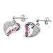 Sterling Silver Earrings with Ruby/ Clear CZ - Size: 15mm